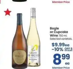 Albertsons Bogle or Cupcake Wine - 750 ml. Selected varietals offer