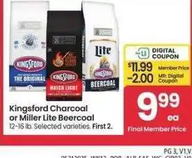 Albertsons Kingsford Charcoal or Miller Lite Beercoal - 12-16 lb. Selected varieties offer