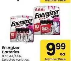 Albertsons Energizer Batteries - 8 ct. AA/AAA. Selected varieties offer