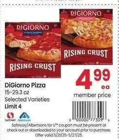 Albertsons DiGiorno Pizza - 15-29.3 oz Selected Varieties offer