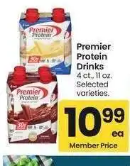 Albertsons Premier Protein Drinks - 4 ct., 11 oz. Selected varieties offer