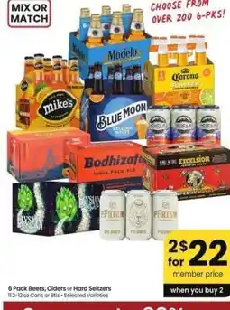 Albertsons 6 Pack Beers, Ciders or Hard Seltzers - 11.2-12 oz Cans or Btls • Selected Varieties offer
