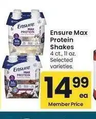 Albertsons Ensure Max Protein Shakes - 4 ct., 11 oz. Selected varieties offer