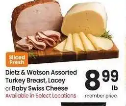Albertsons Dietz & Watson Assorted Turkey Breast, Lacey or Baby Swiss Cheese offer