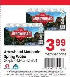 Albertsons Arrowhead Mountain Spring Water - 24 - pk • 16.9 oz offer