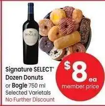 Albertsons Signature SELECT Dozen Donuts or Bogle - 750 ml Selected Varietals offer