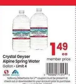 Albertsons Crystal Geyser Alpine Spring Water - Gallon offer