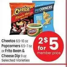 Albertsons Cheetos 6.5-10 oz Popcorners 6.5-7 oz or Frito Bean & Cheese Dip 9 oz - Selected Varieties offer