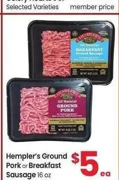 Albertsons Hempler's Ground Pork or Breakfast Sausage - 16 oz Selected Varieties offer