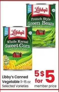 Albertsons Libby's Canned Vegetable - 11-15 oz Selected Varieties offer