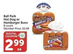 Albertsons Ball Park Hot Dog or Hamburger Buns - 8 count Member Price: $3.99 offer