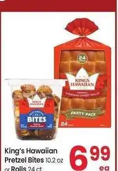 Albertsons King's Hawaiian Pretzel Bites 10.2 oz or Rolls 24 ct - Selected Varieties offer