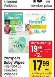 Albertsons Pampers Baby Wipes - 468-504 ct Selected Varieties offer
