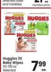 Albertsons Huggies 3x Baby Wipes - 112-192 oz Selected Varieties offer