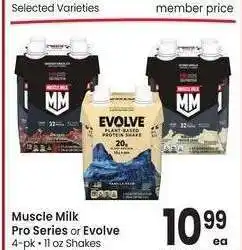 Albertsons Muscle Milk Pro Series or Evolve - 4 - pk • 11 oz Shakes Selected Varieties offer