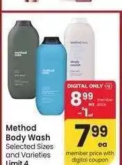 Albertsons Method Body Wash - Selected Sizes and Varieties offer