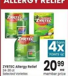 Albertsons Zyrtec Allergy Relief - 24-30 ct Selected Varieties offer