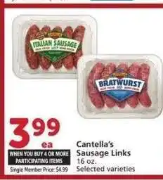 Albertsons Cantella's Sausage Links - Single Member Price: $4.99 offer