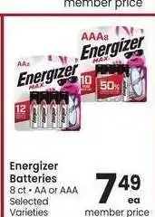 Albertsons Energizer Batteries - 8 ct • AA or AAA Selected Varieties offer