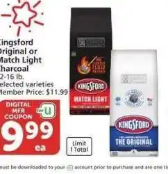 Albertsons Kingsford Original or Match Light Charcoal - 12-16 lb. Selected varieties Member Price: $11.99 offer