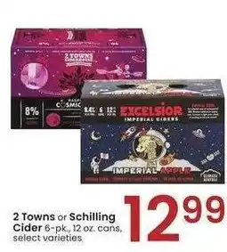 Albertsons 2 Towns or Schilling Cider - 6 - pk., 12 oz. cans, select varieties offer