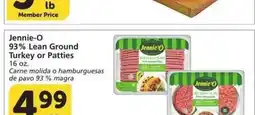 Albertsons Jennie-O 93% Lean Ground Turkey or Patties - 16 oz. Carne offer