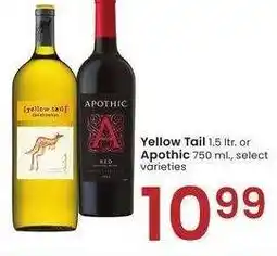 Albertsons Yellow Tail 1.5 ltr. or Apothic 750 ml. - select varieties offer