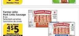Albertsons Farmer John Pork Links Sausage - 8 oz. Selected varieties Single Member Price: $1.99 offer