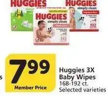 Albertsons Huggies 3x Baby Wipes - 168-192 ct. Selected varieties offer