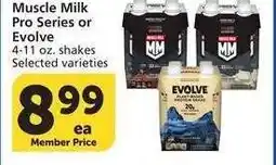 Albertsons Muscle Milk Pro Series or Evolve - 4-11 oz. shakes Selected varieties offer