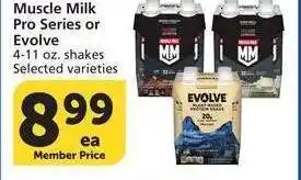 Albertsons Muscle Milk Pro Series or Evolve - 4-11 oz. shakes Selected varieties offer