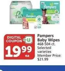Albertsons Pampers Baby Wipes - 468-504 ct. Selected varieties Member Price: $21.99 offer
