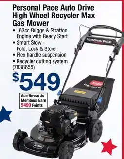 Ace Hardware Personal Pace Auto Drive High Wheel Recycler Max Gas Mower offer