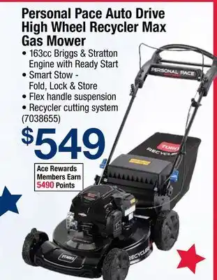 Ace Hardware Personal Pace Auto Drive High Wheel Recycler Max Gas Mower offer