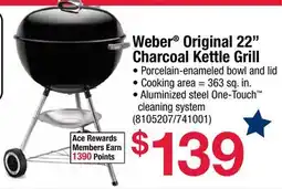 Ace Hardware Weber Original 22 Charcoal Kettle Grill offer