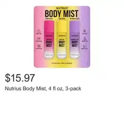 Costco Nutrius Body Mist, 4 fl oz, 3-pack offer