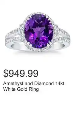 Costco Amethyst and Diamond 14kt White Gold Ring offer