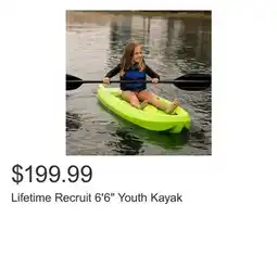 Costco Lifetime Recruit 6'6 Youth Kayak offer