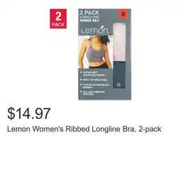 Costco Lemon Women's Ribbed Longline Bra, 2-pack offer
