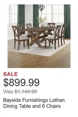 Costco Bayside Furnishings Lathan Dining Table and 6 Chairs offer