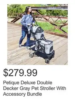 Costco Petique Deluxe Double Decker Gray Pet Stroller With Accessory Bundle offer