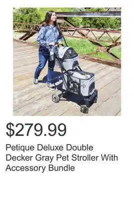 Costco Petique Deluxe Double Decker Gray Pet Stroller With Accessory Bundle offer