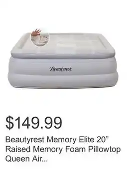 Costco Beautyrest Memory Elite 20 Raised Memory Foam Pillowtop Queen Air Bed with Built-in Pump offer