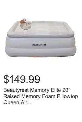 Costco Beautyrest Memory Elite 20 Raised Memory Foam Pillowtop Queen Air Bed with Built-in Pump offer