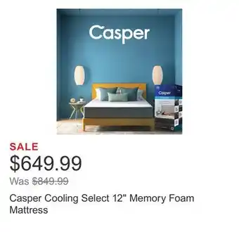 Costco Casper Cooling Select 12 Memory Foam Mattress offer