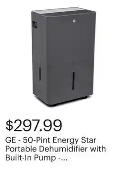 Best Buy GE - 50-Pint Energy Star Portable Dehumidifier with Built-In Pump - Grey offer