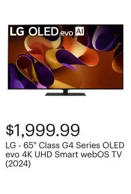 Best Buy LG - 65 Class G4 Series OLED evo 4K UHD Smart webOS TV (2024) offer