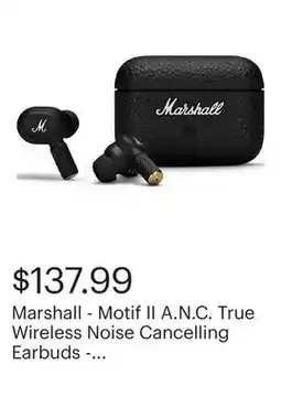 Best Buy Marshall - Motif II A.N.C. True Wireless Noise Cancelling Earbuds - Black offer