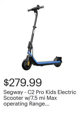 Best Buy Segway - C2 Pro Kids Electric Scooter w/7.5 mi Max operating Range & 12.4mph Max Speed - Black offer