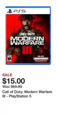 Game Stop Call of Duty: Modern Warfare III - PlayStation 5 offer